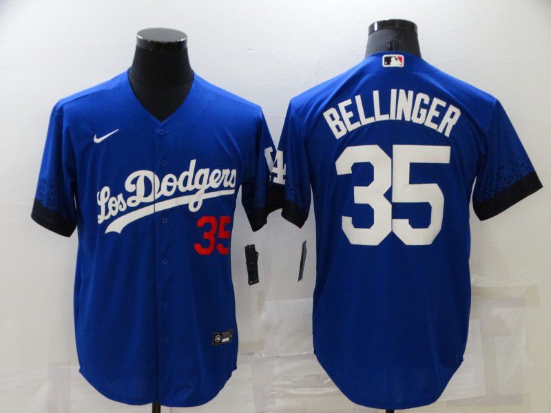 Men Los Angeles Dodgers 35 Bellinger Blue City Edition Game Nike 2021 MLB Jerseys